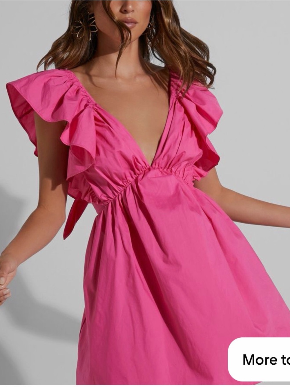 SHEIN Hot Pink Ruffled V-Neck Midi Dress